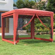 piros HDPE rendezvénysátor 4 hálós oldalfallal 3x3 m