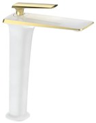 Mexen Purus magas mosdócsaptelep, fehér/arany - 745810-25