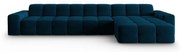 Sötétkék bársony sarokkanapé (jobb oldali) Kendal – Micadoni Home