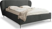 Sötétszürke kárpitozott franciaágy ágyráccsal 160x200 cm Makana – Makamii