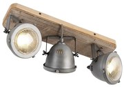 Ipari reflektor fém és fa kombinációban, dönthető, 3-lámpás - Emado