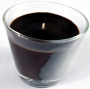 Illatos gyertya lámpás, barna, 9x8,5 cm, üvegben.