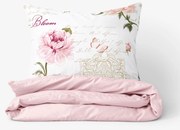 Goldea pamut ágyneműhuzat duo - pünkösdirózsa mintás, púderrózsaszín hátoldal 140 x 200 és 70 x 90 cm