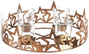 Csillagok adventi gyertyatartó, arany, fém, átmérő 25 cm