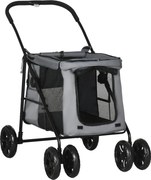 PawHut Kutya Kocsija, Összecsukható Kutya Babakocsi, Kutya Trolley Párnával, Macska Kocsi 20 kg-ig, Macska Ménes Kicsi és Közepes Méretű Kutyák Számár