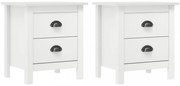Hill 2 db fehér tömör fenyőfa éjjeliszekrény 46 x 35 x 49,5 cm