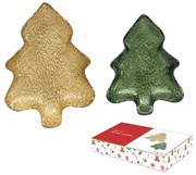 Karácsonyi fenyőfa formájú üvegtál 2 db-os szett díszdobozban Christmas Twist