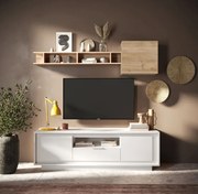 SKY 2.0 TV-szekrény 2 ajtóval és 1 fiókkal, fehér matt lakkozott vázzal és előlapokkal