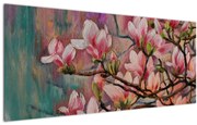 Kép - olajfestmény, virágzó Sakura (120x50 cm)