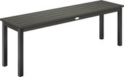 Outsunny fém kerti pad, 2 személyes, fa hatású lécezett ülőke, háttámla nélküli acélvázzal teraszra, erkélyre, parkba — 240 kg teherbírás, 130 x 34 x