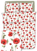 Fehér pipacsok krepp ágyneműhuzat TiaHome - 1x Párna 90x70cm, 1x Paplan 140x200cm