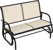 Outsunny Kétfős Hinta Pad 200 kg teherbírással, Fém Kerti Bútor, 120 x 70 x 85 cm, Fekete+Beige | Aosom