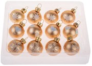 Glimmer Collection üvegdíszek, arany, 12 db, átmérő 3 cm