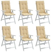 6 db melange bézs szövet magas háttámlájú székpárna 120x50x4 cm