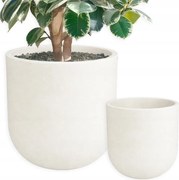 Virágtartó Magas Nagy 48X48 CM Krémszínű Homokszínű Japandi A Nappaliba