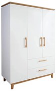 Fehér gyerek ruhásszekrény tölgyfa dekorral 135x200 cm Finn – Roba