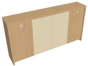 Verno közepes gardrób 248 x 46 x 130 cm, kombinált ajtó, világos tölgy / vanília
