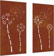 vidaXL 2 db virágmintás corten acél kerti faldísz 105 x 55 cm