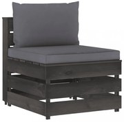 szürke impregnált fa elemes középső kanapé párnákkal