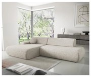 PRATO L-alakú, balos, kinyitható sarokkanapé tárolóval, bézs