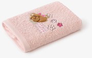 Goldea gyermek frottír törölköző - mackók rózsaszín alapon 30 x 50 cm