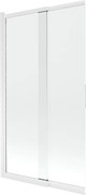 Mexen Fox, kétszárnyú tolóajtós kádparaván 100 × 150 cm, 5 mm-es átlátszó üveg, fehér profil, 891-100-002-20-00