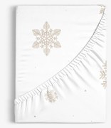 Goldea karácsonyi pamut körgumis lepedő - hópelyhek fehéren 80 x 160 cm