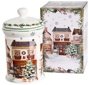 Karácsonyi Porcelán keksztároló 11x19 cm 800 ml díszdobozban Christmas City 2