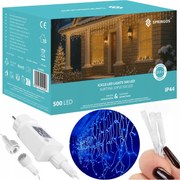 Jégcsap Lámpák Kültéri 1500 Led Kék Fényfüggöny 67m Karácsonyi