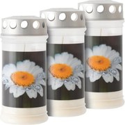 Műanyag sírgyertya „virág” 3 db szett 17 cm