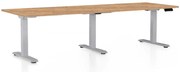 OfficeTech Long állítható magasságú asztal, 240 x 80 cm, szürke alap, craft tölgy