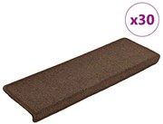 30 db lépcsőszőnyeg, kávébarna, téglalap alakú széllel, 65 x 21 x 4 cm