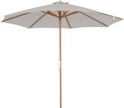 Outsunny Napernyő Ø 300 cm, UV védelemmel ellátott napernyő, fából készült erkélyi napernyő, stabil piaci napernyő, napvédelem a strandra, teraszra, k