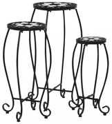 3 db fekete és fehér kerámia mozaik asztal