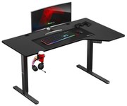 Gamer asztal számítógépasztal elektromos magasságállítású asztal memóriafunkciókkal fekete.