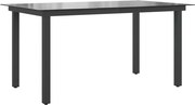 vidaXL fekete alumínium és üveg kerti asztal 150 x 90 x 74 cm