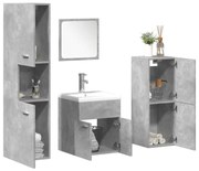 5 részes betonszürke szerelt fa fürdőszobai bútorszett