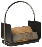 Fém tűzifa kosár fogantyúval, 50x41 cm, fekete