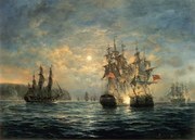 Reprodukció Engagement Between the Bonhomme Richard and the Serapis off Flamborough Head, Richard Willis