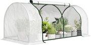 Outsunny megerősített PE-fóliasátor, télálló acél alagút erkélyre és kertbe, paradicsomfólia 200 x 100 x 80 cm — fehér | Aosom