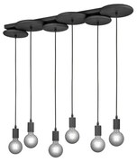 Trio - Csillár zsinóron DISCUS 6xE27/28W/230V fekete