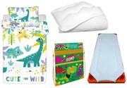 Dinoszaurusz gyerek, ovis ágyneműhuzat, derékalj, tornazsák és paplan/párna szett 100x135 cm 40x60 cm (Cute)
