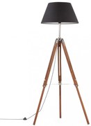 mézbarna-fekete háromlábú tömör tíkfa állólámpa 141 cm