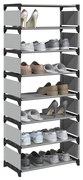 fekete nem szőtt szövetből cipőállvány 8 szintes 54x28x124 cm