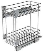 Konyhai fémrács, 300mm, oldalra szerelhető, króm-fehér, teljes kihúzás, csillapított záródás, rejtett fióksín, 2 kosár SIGE, Green Line 004