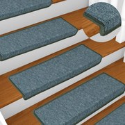 15 db sötétzöld lépcsőszőnyeg, téglalap alakú széllel, 65 x 21 x 4 cm