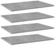 4 db betonszürke szerelt fa könyvespolc 60 x 40 x 1,5 cm