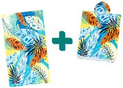 Strandkészlet SUMMER FRESH – Fürdőlepedő 100×180 cm és poncsó 80×145 cm, színes