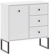 Komód Fehér Színben. LINEA 77 cm. 1 Ajtó + 3 Fiók