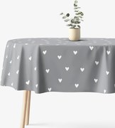 Goldea ovális pamut terítő - szívecskék, szürke alapon 120 x 160 cm